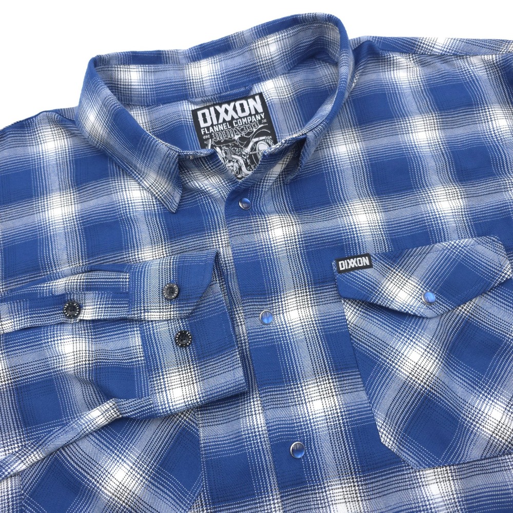 Dixxon Flannel Company Deluxe Blue White Plaid Pearl Snap Mens 3XL Long Sleeve
